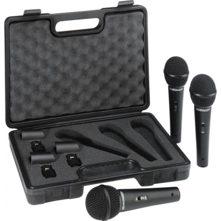 Микрофон Behringer XM1800S, набор из 3-х динамических микрофонов в кейсе Микрофон Behringer XM1800S, набор из 3-х динамических микрофонов в кейсе
