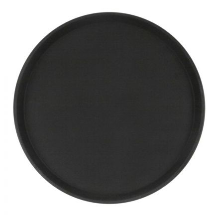 Поднос прорезин.кругл.16'' 40см черный, кт939