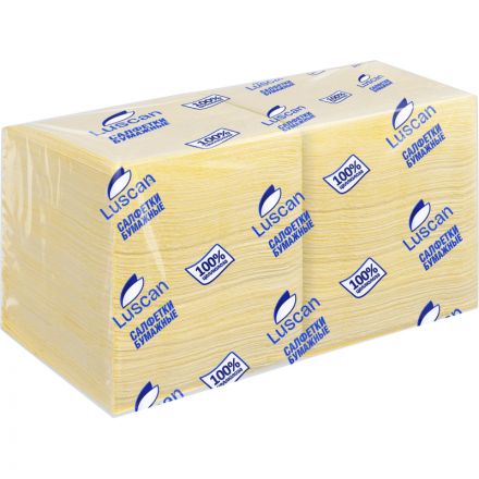 Салфетки бумажные Luscan Profi Pack 1-слойные 24х24 пастель желтые 400 штук в упаковке
