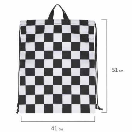 Мешок для обуви BRAUBERG большой удобный с ручкой, 51х41 см, "Black and White", 271595