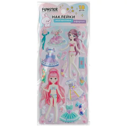 Наклейки зефирные "Переодевашки", 19,5х9,5 см, ассорти 4 вида, FUNSTER (ФАНСТЕР), 666103 Наклейки зефирные "Переодевашки", 19,5х9,5 см, ассорти 4 вида, FUNSTER (ФАНСТЕР), 666103