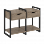 Loft Тумба на регулируемых опорах наборная. Вариант №1 VR.L-TN-1.O Тиквуд тёмный/Чёрный металл 970*460*719