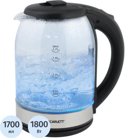 Чайник Scarlett SC-EK27G10, 2200Вт, 1.8л, стекло/сталь Чайник Scarlett SC-EK27G10, 2200Вт, 1.8л, стекло/сталь