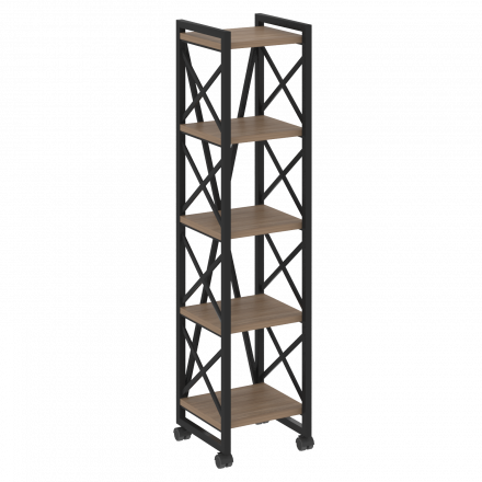 Loft Стеллаж на колесных опорах-5 полок VR.L-MST.K-5.4 Дуб аризона/Чёрный металл 400*400*1704 Loft Стеллаж на колесных опорах-5 полок VR.L-MST.K-5.4 Дуб аризона/Чёрный металл 400*400*1704