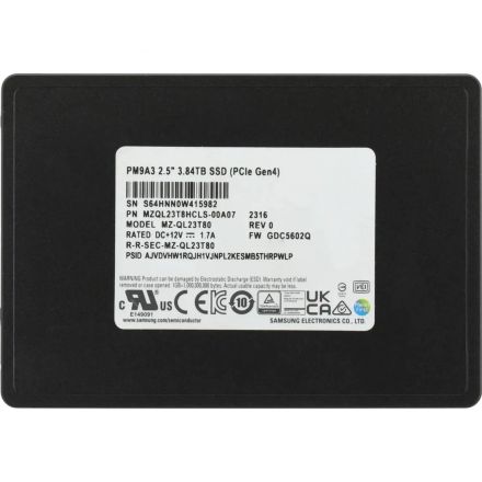 Жесткий диск Samsung 3.84 Tb PM9A3 2.5 PCI-E Gen4.0×4(MZQL23T8HCLS-00A07)