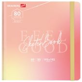 Скетчбук, белая бумага 80 г/м2, 195х195 мм, 80 л., резинка, твердый, BRAUBERG ART DEBUT "Уноколор", 114583