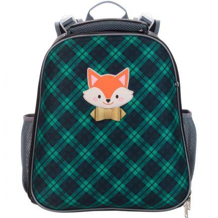 Ранец Комус Класс Basic Лисичка, клетка зеленый , 2 отд, эргоном спинка Ранец Комус Класс Basic Лисичка, клетка зеленый , 2 отд, эргоном спинка