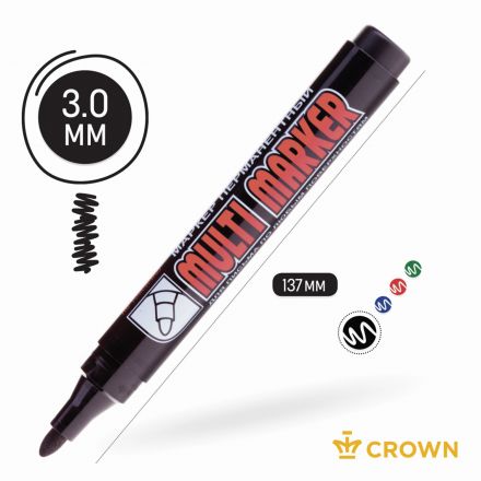 Маркер перманентный CROWN "Multi Marker", ЧЕРНЫЙ, круглый наконечник, 3 мм, CPM-800 Маркер перманентный CROWN "Multi Marker", ЧЕРНЫЙ, круглый наконечник, 3 мм, CPM-800