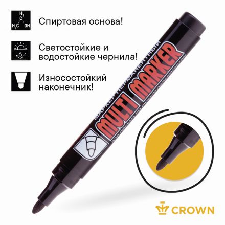 Маркер перманентный CROWN "Multi Marker", ЧЕРНЫЙ, круглый наконечник, 3 мм, CPM-800 Маркер перманентный CROWN "Multi Marker", ЧЕРНЫЙ, круглый наконечник, 3 мм, CPM-800