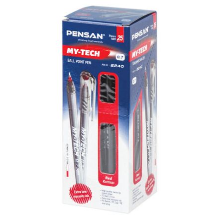 Ручка шариковая масляная PENSAN "My-Tech", КРАСНАЯ, игольчатый узел 0,7 мм, линия письма 0,35 мм, 2240/25 Ручка шариковая масляная PENSAN "My-Tech", КРАСНАЯ, игольчатый узел 0,7 мм, линия письма 0,35 мм, 2240/25