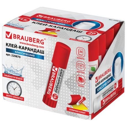 Клей-карандаш BRAUBERG, 15 г, 220870 Клей-карандаш BRAUBERG, 15 г, 220870