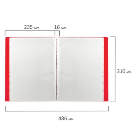 Папка 20 вкладышей STAFF, эконом, красная, 0,5 мм, 225694 Папка 20 вкладышей STAFF, эконом, красная, 0,5 мм, 225694