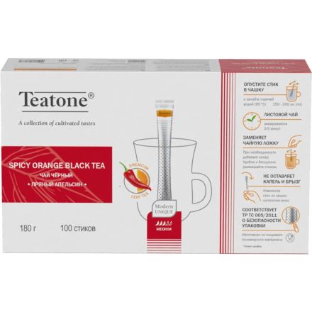 Чай чёрный с апельсином и перцем 'Пряный апельсин', TEATONE, 100штx 1,8 г Чай чёрный с апельсином и перцем 'Пряный апельсин', TEATONE, 100штx 1,8 г