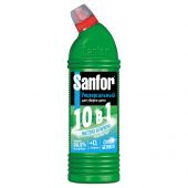 Чистящее средство для сантехники Sanfor "Universal 10в1. Морской бриз", гель с хлором, 750мл Чистящее средство для сантехники Sanfor "Universal 10в1. Морской бриз", гель с хлором, 750мл