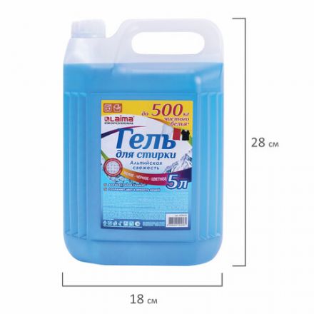 Гель для стирки белья и всех видов тканей 5 л, LAIMA PROFESSIONAL "Альпийская Свежесть", 608655 Гель для стирки белья и всех видов тканей 5 л, LAIMA PROFESSIONAL "Альпийская Свежесть", 608655