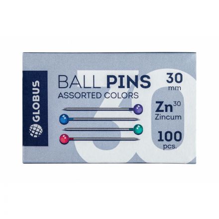 Булавки для пробковых досок Глобус 30 мм 100 шт цвет ассорти, карт уп Булавки для пробковых досок Глобус 30 мм 100 шт цвет ассорти, карт уп