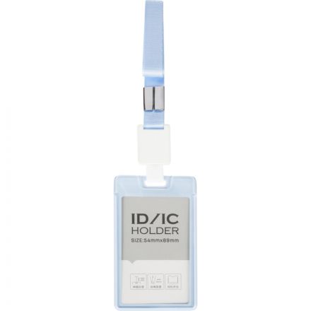 Бейдж Deli 64803 вертик.,с держат.,вкладыш:89x54мм,влагозащ.,голубой,блист