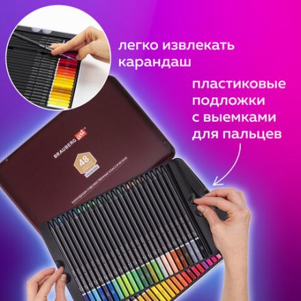 Карандаши цветные художественные BRAUBERG ART PREMIERE, НАБОР 48 цветов, 4 мм, металл кейс, 181694 Карандаши цветные художественные BRAUBERG ART PREMIERE, НАБОР 48 цветов, 4 мм, металл кейс, 181694