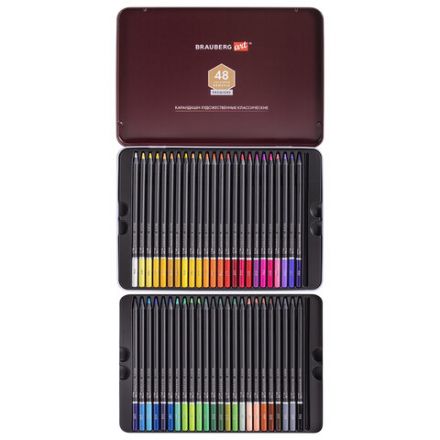 Карандаши цветные художественные BRAUBERG ART PREMIERE, НАБОР 48 цветов, 4 мм, металл кейс, 181694 Карандаши цветные художественные BRAUBERG ART PREMIERE, НАБОР 48 цветов, 4 мм, металл кейс, 181694
