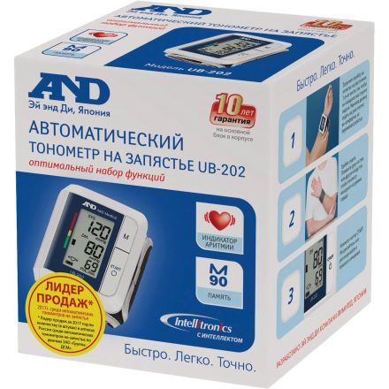 Тонометр AND UB-202 на запястье с поверкой