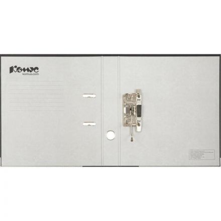 Папка-регистратор Комус Экономи 50мм черная, ПБП1, карм.кор., мет.уг