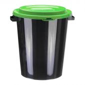 Бак для отходов 40л пластик, черный с зеленой крышкой М 2392