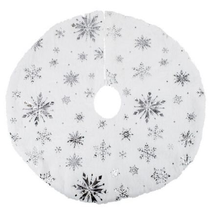 Новогодний коврик под елку белый c серебристыми снежинками, 60 см, полиэстер, ЗОЛОТАЯ СКАЗКА, 592158 Новогодний коврик под елку белый c серебристыми снежинками, 60 см, полиэстер, ЗОЛОТАЯ СКАЗКА, 592158