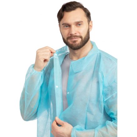Халат на кнопках 20гр/м2 р.XXL, голубой(10шт/упак),арт.406-877-007,к