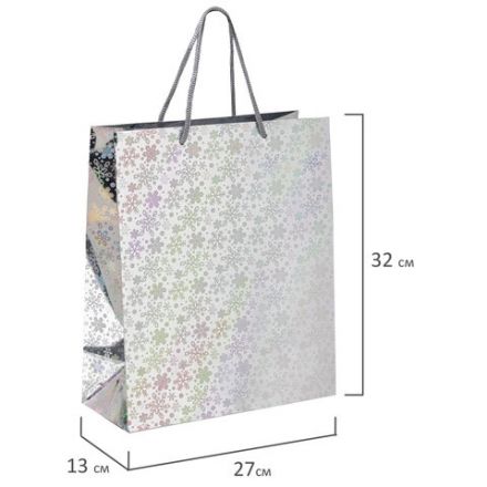 Пакет подарочный новогодний НАБОР 4 шт. 26x13x32 см (L), ГОЛОГРАФИЯ 3 цвета ЗОЛОТАЯ СКАЗКА, 609614 Пакет подарочный новогодний НАБОР 4 шт. 26x13x32 см (L), ГОЛОГРАФИЯ 3 цвета ЗОЛОТАЯ СКАЗКА, 609614