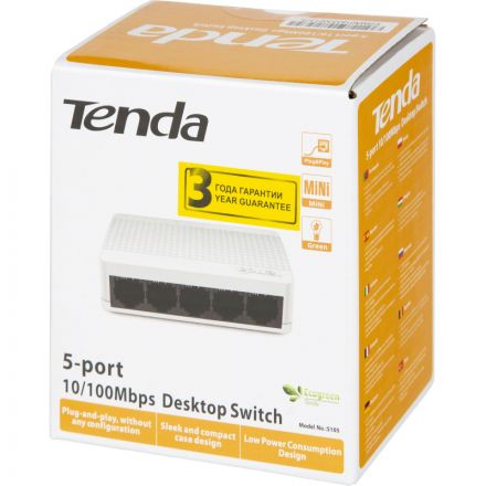 Коммутатор Tenda S105 100 Мбит/сек, 5 port Коммутатор Tenda S105 100 Мбит/сек, 5 port