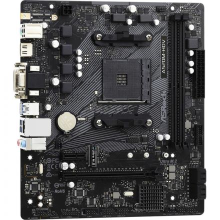 Материнская плата ASROCK A520M-HDV, AM4, A520, 2xDDR4, D-Sub+DVI-D+HDMI