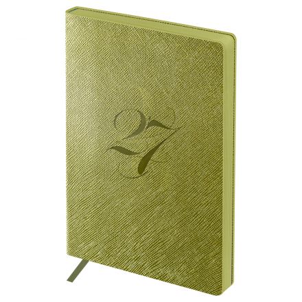 Ежедневник датированный 2027г., А6+, 176л., мягкий переплет, кожзам, BG "Shine. Olive", светло-зеленый, цветной срез