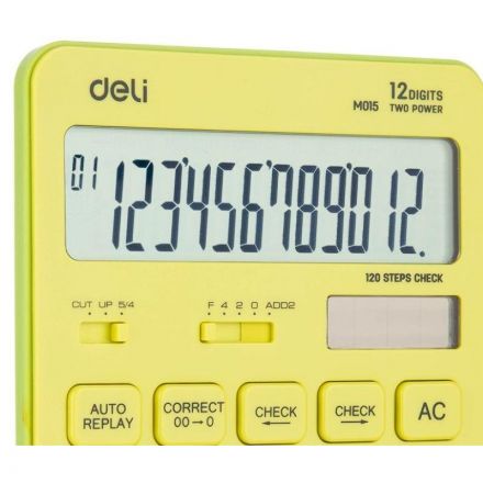 Калькулятор настольный ПОЛНОРАЗМ. Deli EM01551, 12-р,дв.пит,175х108мм, желт Калькулятор настольный ПОЛНОРАЗМ. Deli EM01551, 12-р,дв.пит,175х108мм, желт