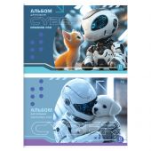 Альбом для рисования 08л., А4, на скрепке BG "Робот и пушистик"