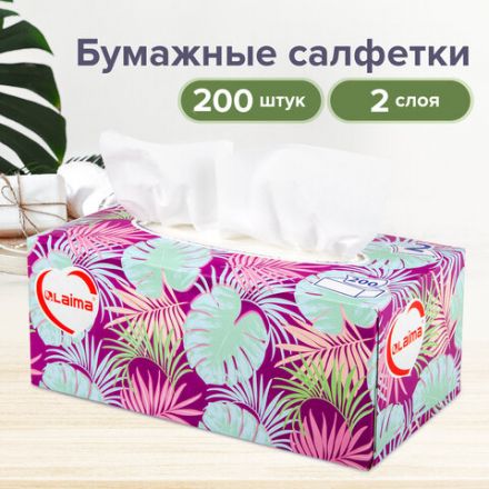 Салфетки косметические 200 шт. в картонном боксе 2-слойные, LAIMA "Everyday", 20х20 см, 113589 Салфетки косметические 200 шт. в картонном боксе 2-слойные, LAIMA "Everyday", 20х20 см, 113589