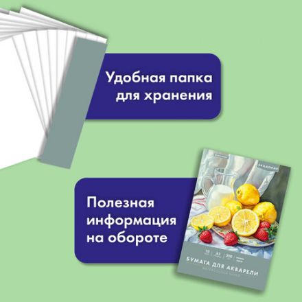 Папка для акварели БОЛЬШАЯ А3, 10 л., 200 г/м2, 297х420 мм, BRAUBERG АКАДЕМИЯ, "Летний натюрморт", 117741 Папка для акварели БОЛЬШАЯ А3, 10 л., 200 г/м2, 297х420 мм, BRAUBERG АКАДЕМИЯ, "Летний натюрморт", 117741