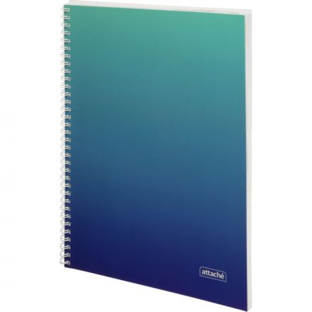 Тетрадь общая А4 96л Attache Градиент Бирюза клетка, 65г, греб, УФ-лак