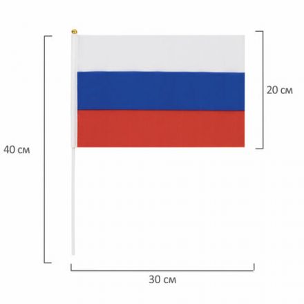 Флаг России ручной 20х30 см, без герба, с флагштоком, BRAUBERG/STAFF, 550181, RU13 Флаг России ручной 20х30 см, без герба, с флагштоком, BRAUBERG/STAFF, 550181, RU13