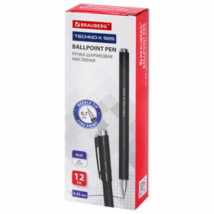Ручка шариковая масляная BRAUBERG "Techno-X 925", СИНЯЯ, корпус черный, серебристые детали, линия 0,5 мм, 144224 Ручка шариковая масляная BRAUBERG "Techno-X 925", СИНЯЯ, корпус черный, серебристые детали, линия 0,5 мм, 144224