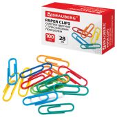 Скрепки BRAUBERG, 28 мм, цветные, 100 шт., в картонной коробке, Россия, 220555 Скрепки BRAUBERG, 28 мм, цветные, 100 шт., в картонной коробке, Россия, 220555