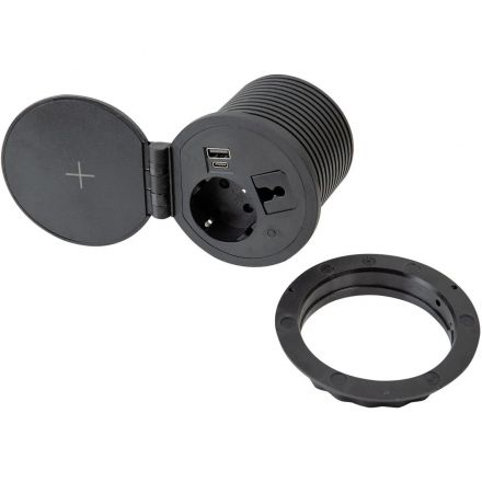 Платформа POWER GROMMET G5101E-2AC1N1Q(1сил.р./USB/Type-C/каб-к/б.заряд)чер Платформа POWER GROMMET G5101E-2AC1N1Q(1сил.р./USB/Type-C/каб-к/б.заряд)чер