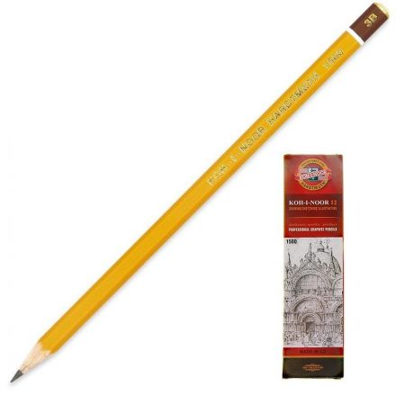 Карандаш чернографитный Koh-I-Noor 1500 3B заточенный Карандаш чернографитный Koh-I-Noor 1500 3B заточенный
