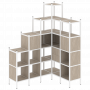 Loft Угловой внутренний стеллаж наборный VR.L-44 Дуб аттик/Белый металл 1694*1278*2280
