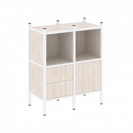 Loft Прямой стеллаж наборный VR.L-02 Денвер светлый/Белый металл 862*446*1047