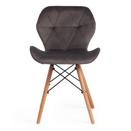 Стул Штуттгарт/Stuttgart (мод.74)/1 шт. в упаковке вельвет/дерево береза/металл, 50х47х73см, серый /натуральный
