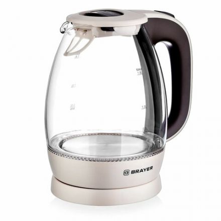 Чайник BRAYER BR1045BN, 1,8 л, 2200 Вт, закрытый нагревательный элемент, стекло, бежевый Чайник BRAYER BR1045BN, 1,8 л, 2200 Вт, закрытый нагревательный элемент, стекло, бежевый
