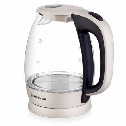 Чайник BRAYER BR1045BN, 1,8 л, 2200 Вт, закрытый нагревательный элемент, стекло, бежевый Чайник BRAYER BR1045BN, 1,8 л, 2200 Вт, закрытый нагревательный элемент, стекло, бежевый