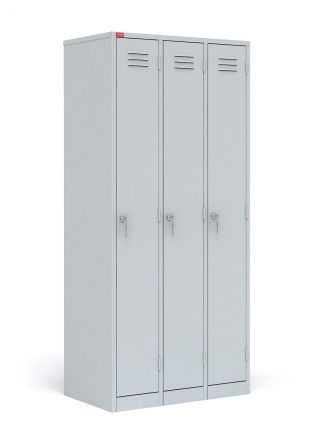Трехсекционный металлический шкаф для одежды ШРМ-33 медицинский