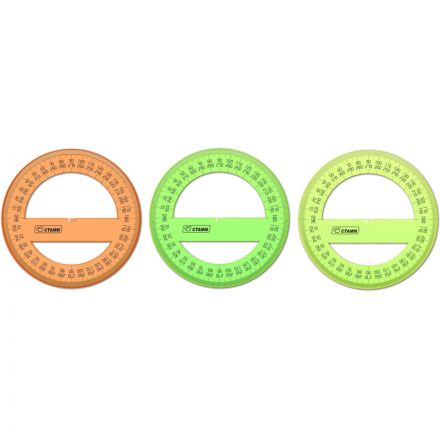 Транспортир 10 см 360  градусов, NEON Cristal, цвет ассорти ТР41