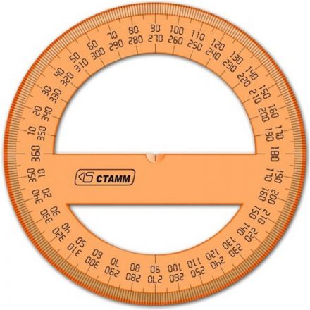 Транспортир 10 см 360  градусов, NEON Cristal, цвет ассорти ТР41